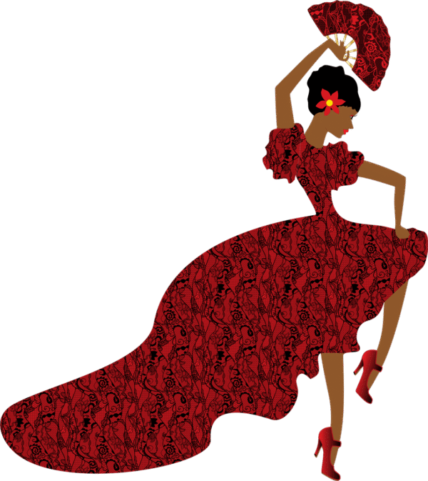 Flamenco at the Three Arts Club of Homeland llustration of a flamenco dancer promoting the Flamenco performance at the Three Arts Club of Homeland