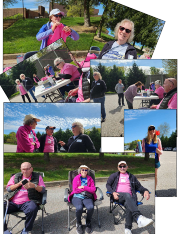 A collage of photos showing participants in the Three Arts Club of Homeland's Walk for Parkinson fundraiser.