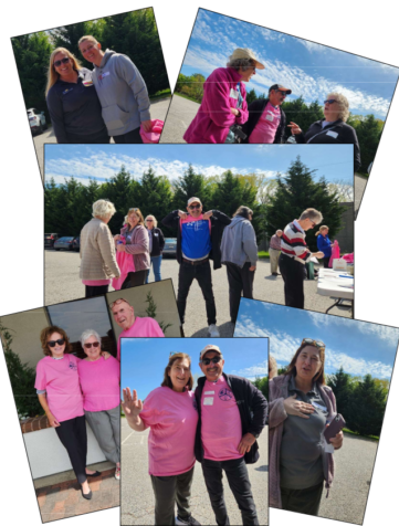 An assortment of photos showing participants having fun at the Three Arts Club of Homeland's walk to raise funds for Parkinson's Disease.