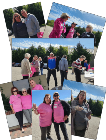 An assortment of photos showing participants having fun at the Three Arts Club of Homeland's walk to raise funds for Parkinson's Disease.