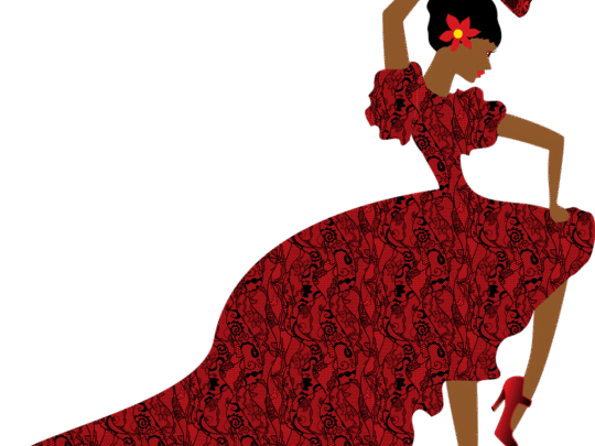 llustration of a flamenco dancer promoting the Flamenco performance at the Three Arts Club of Homeland